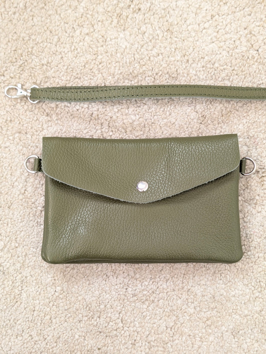 Leren envelop tasje Senna - Groen