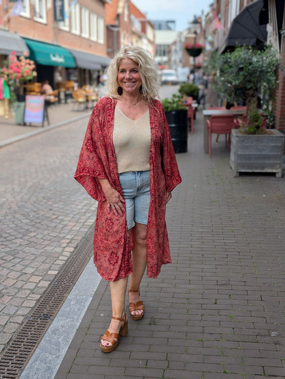 Lange kimono mandala - Brique/Rood