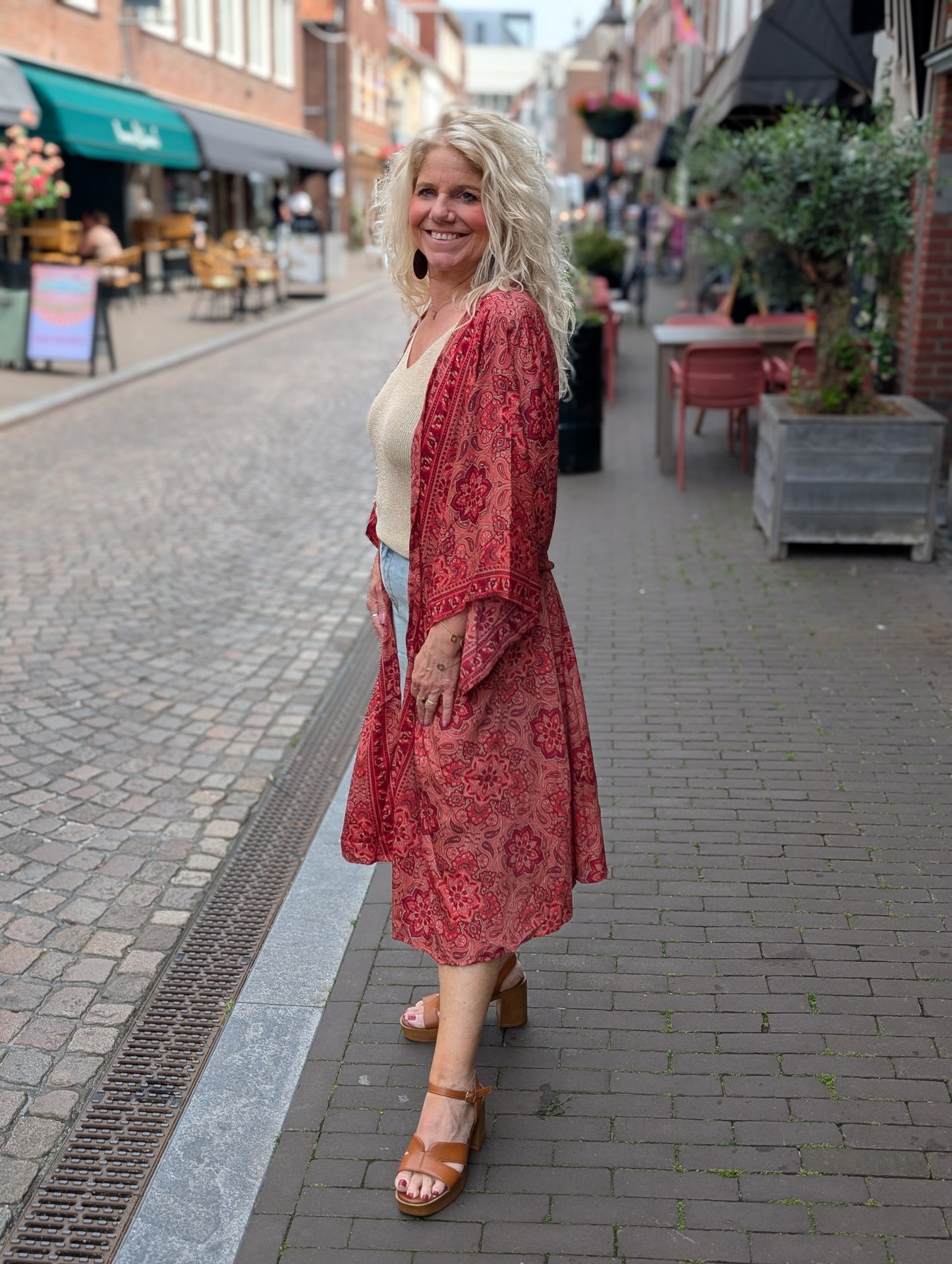 Lange kimono mandala - Brique/Rood