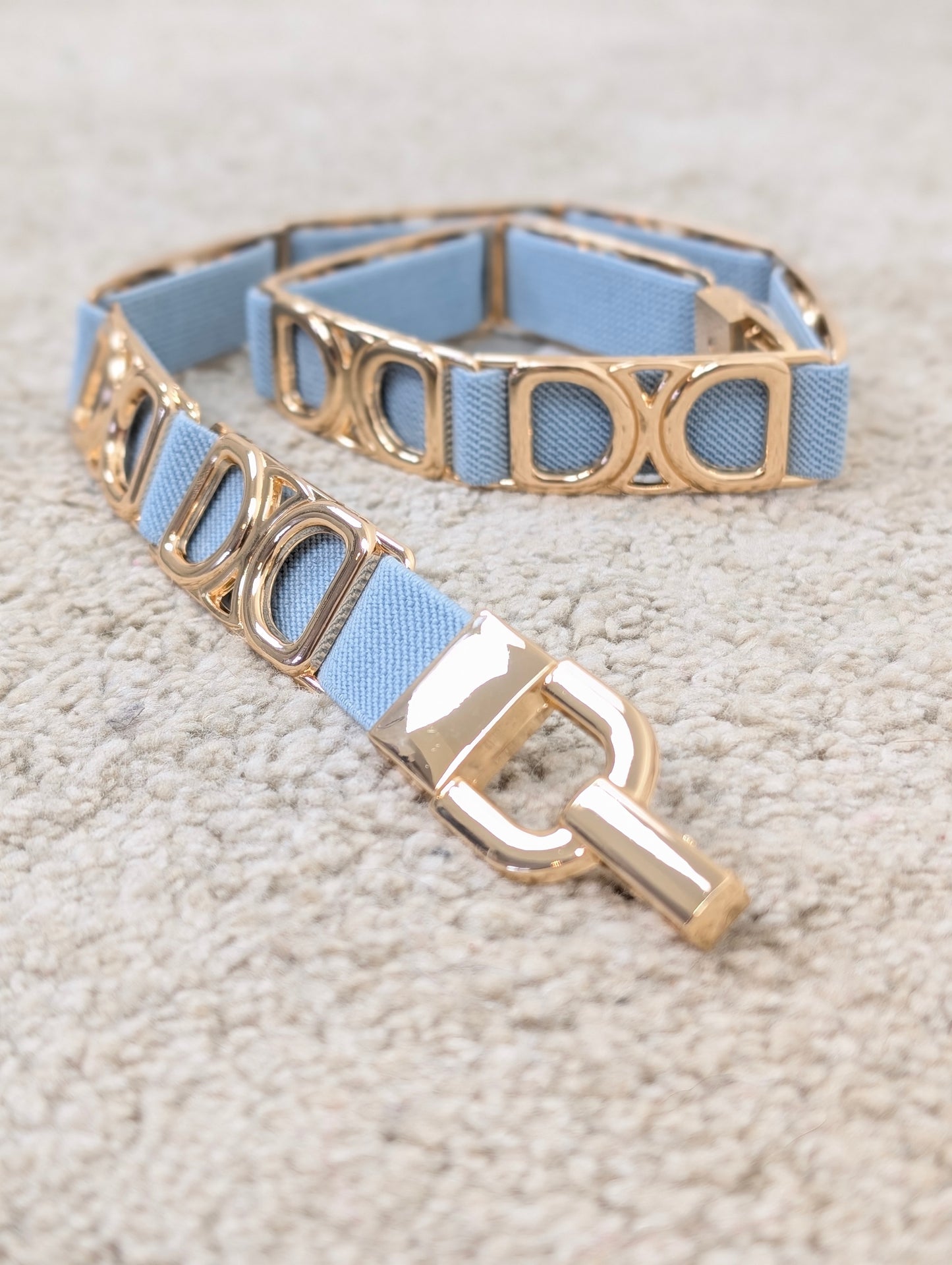 Elastische schakel riem goud - Blauw