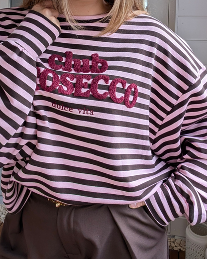 Prosecco Stripe Longsleeve - Bruin/Roze