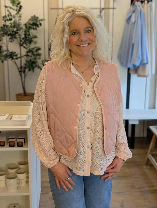 Nienke doorgestikt gilet - Roze