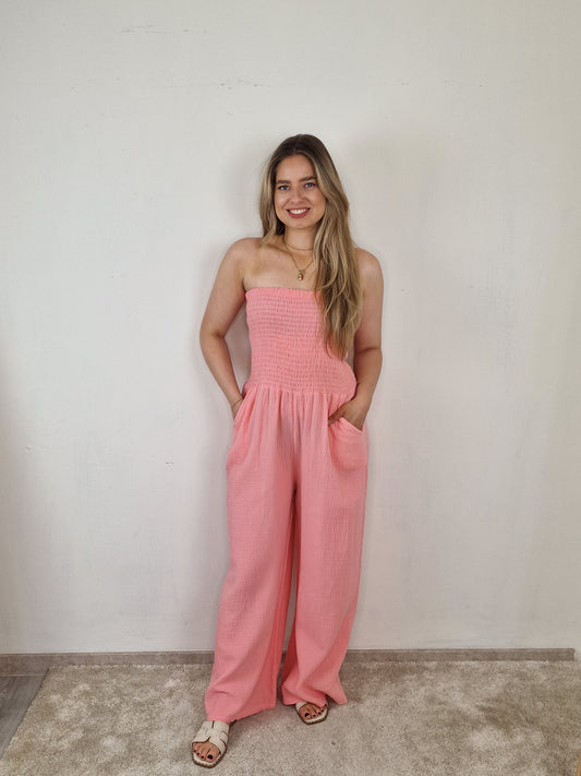 Jumpsuit strapless Nena - Koraal