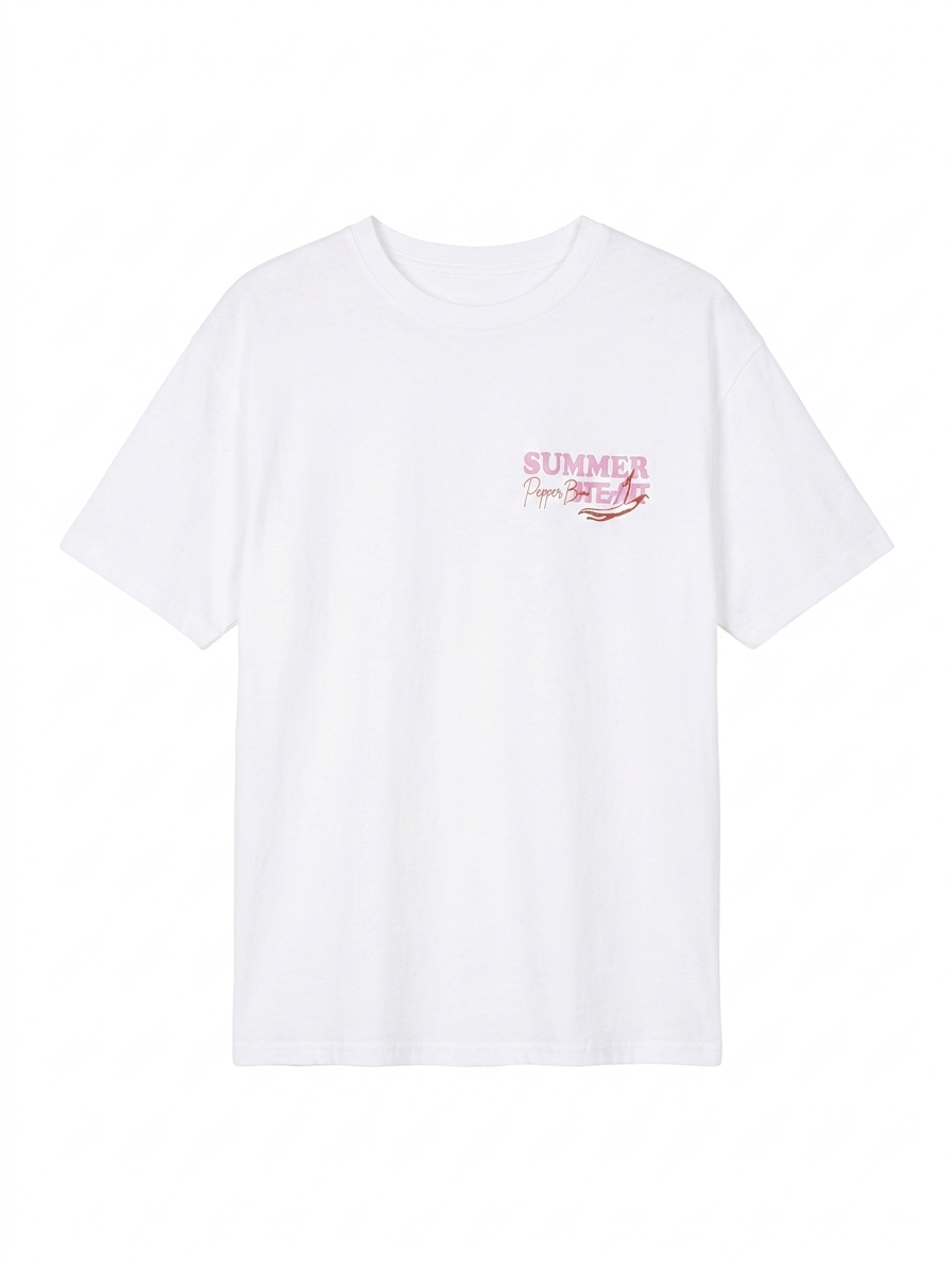 T-shirt summer heat pepper beat - Wit