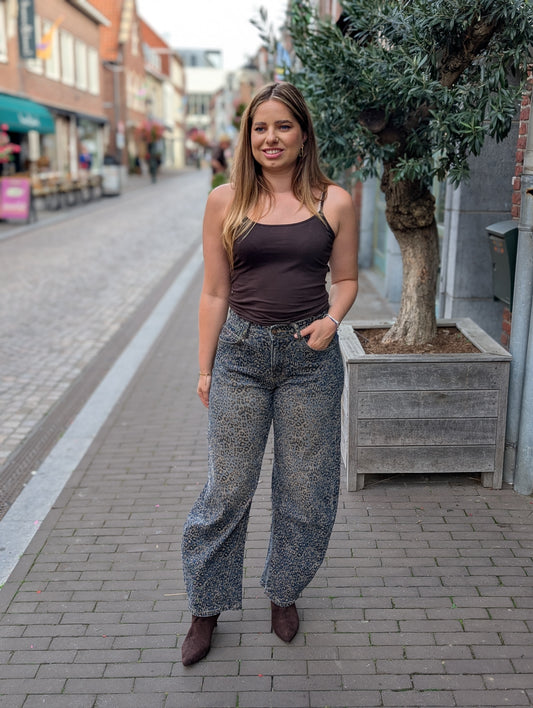 Sun Barrel panterprint jeans - Blauw / taupe
