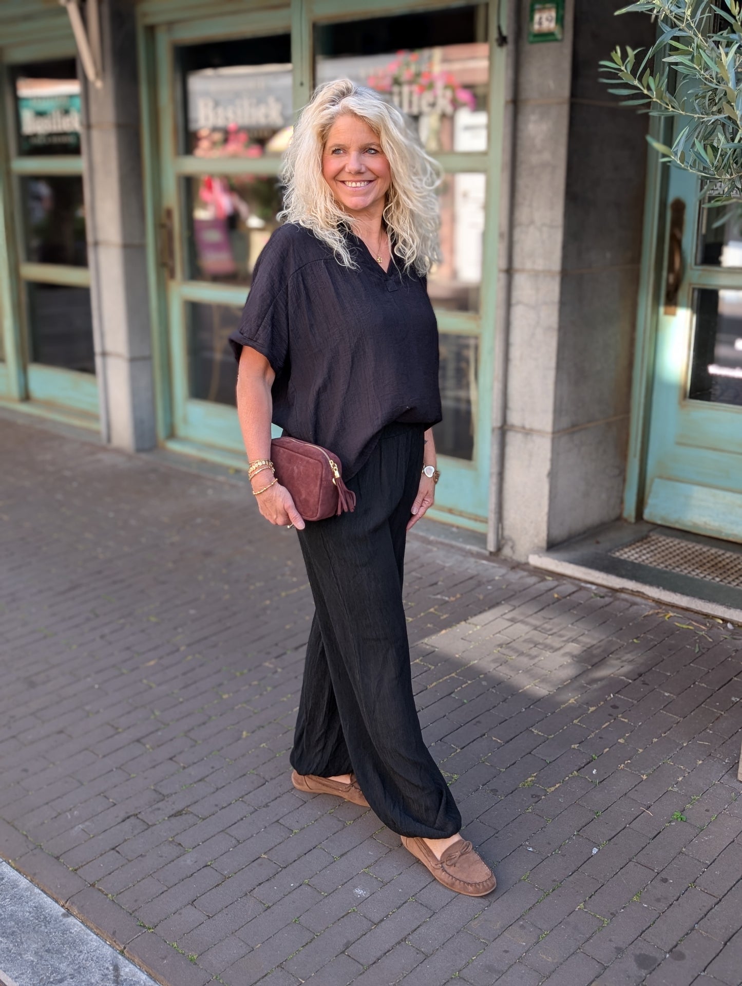 Blouse korte mouw Bibara - Zwart