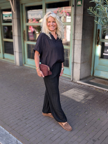 Blouse korte mouw Bibara - Zwart