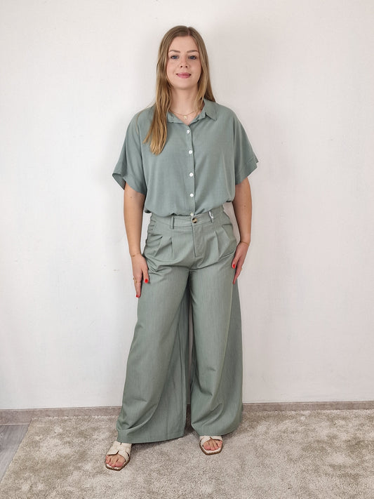 Kath wide leg pantalon - Groen