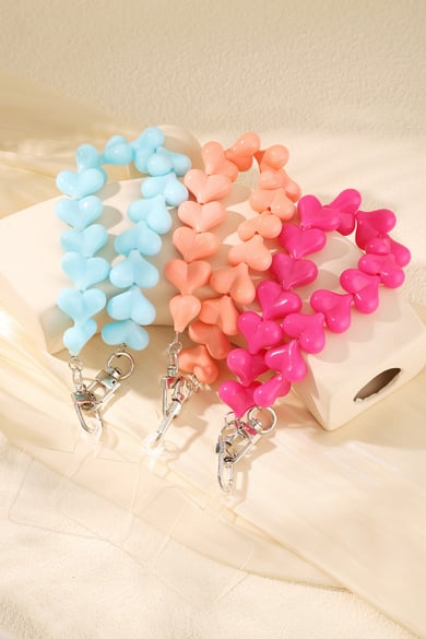 Hartjes sleutel/ telefoon/ tas hanger - Blauw