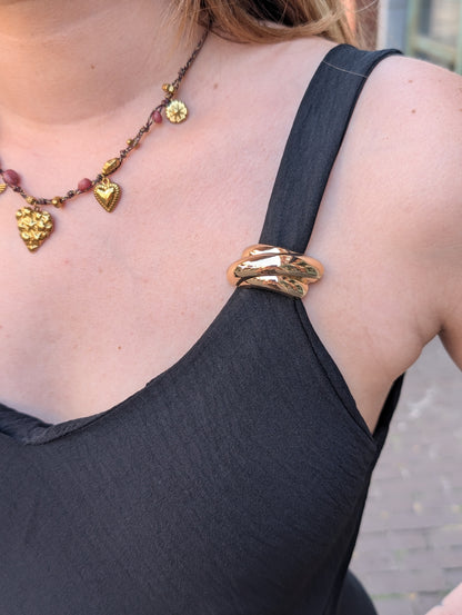 Fay jurk met goud detail - Zwart