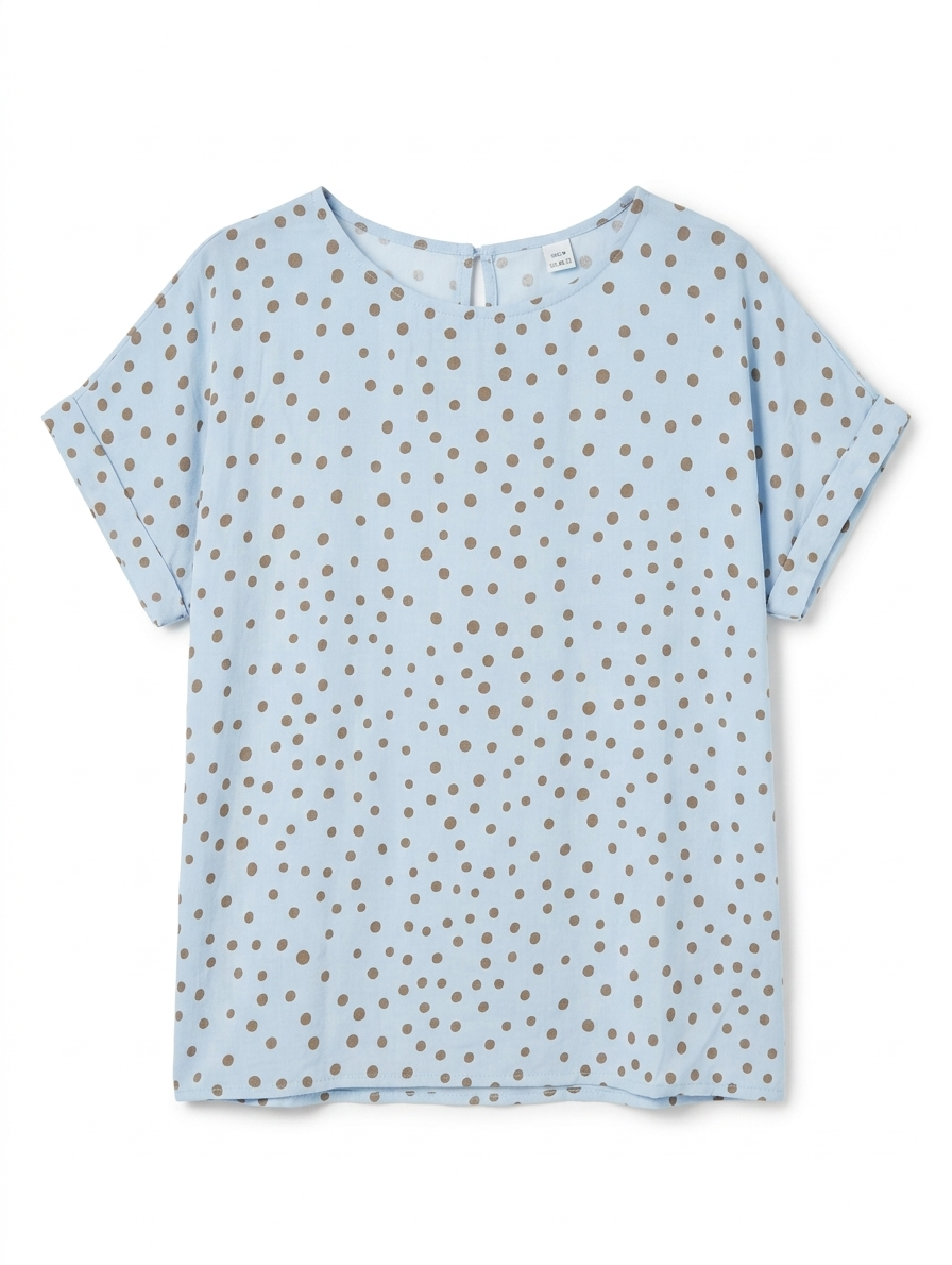 Amélie Dot Blouse met strik - Blauw/Bruin