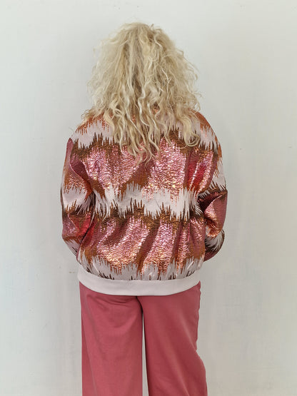Barbera bomber jas - Blush/ orange/ beige metallic