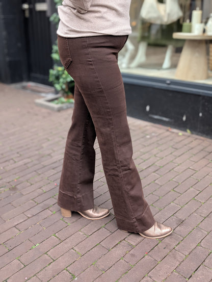 Flared denim Amelia - Donker bruin