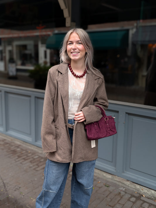 Rio ruiten blazer - Bruin / ecru