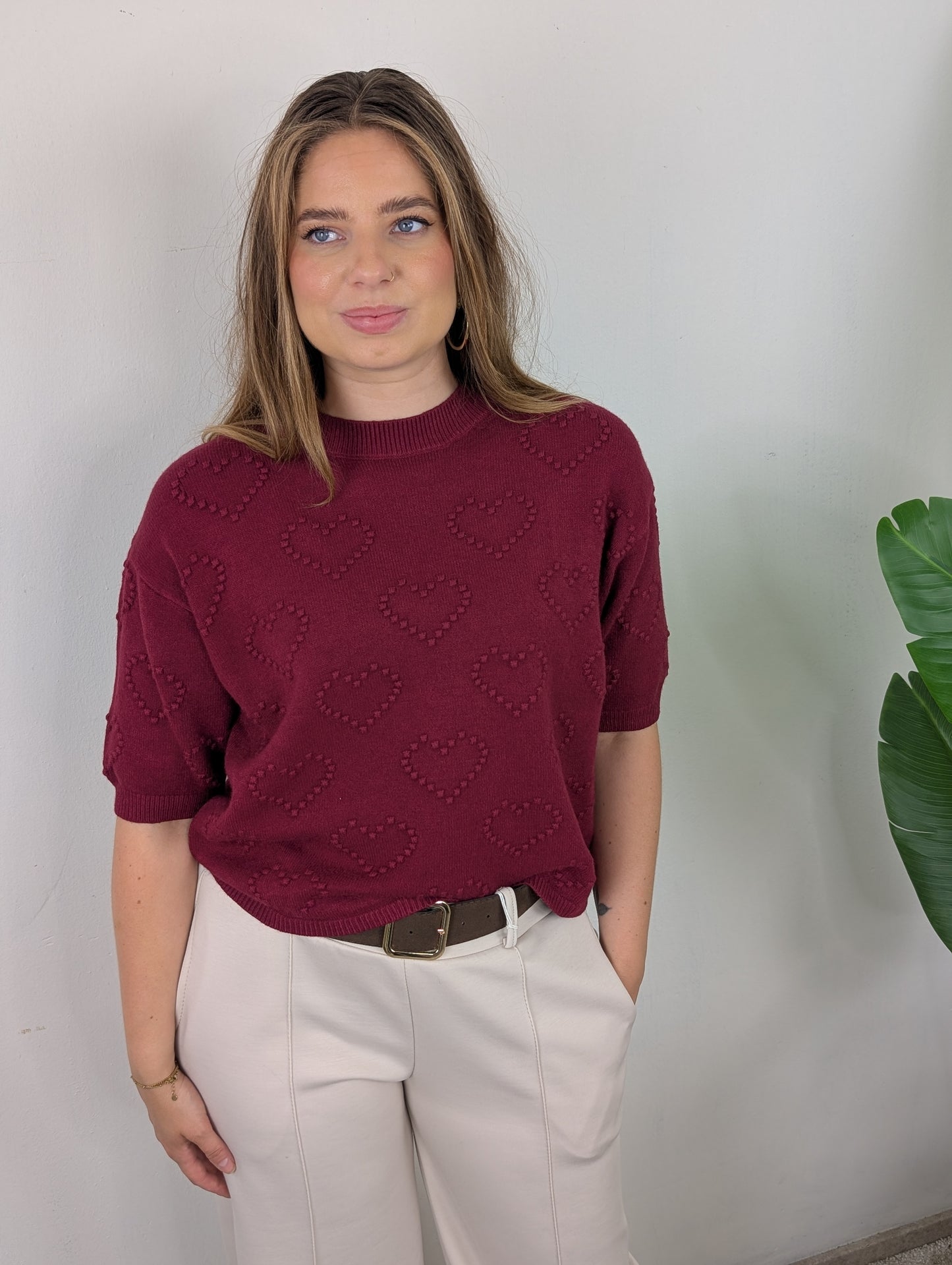 Sweet Hearts trui - Bordeaux rood