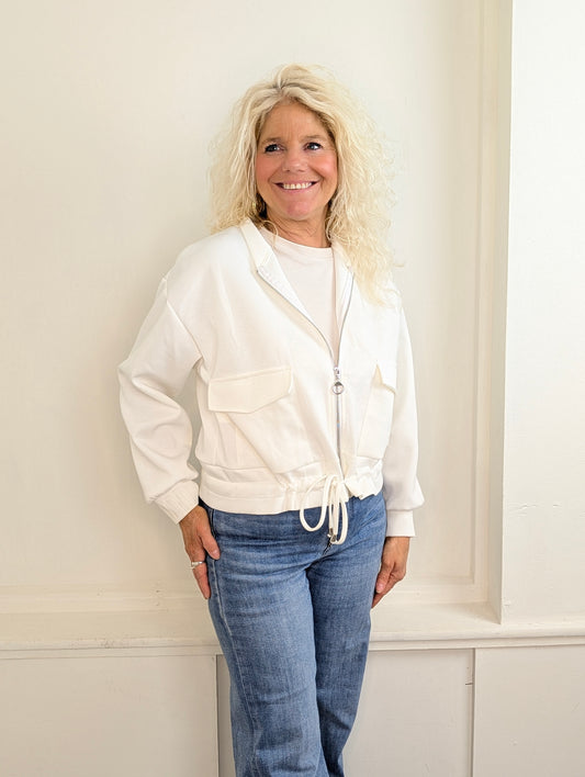 Joyan jersey jasje met zakken - Wit