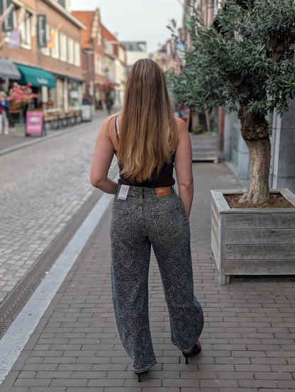 Sun Barrel panterprint jeans - Blauw / taupe
