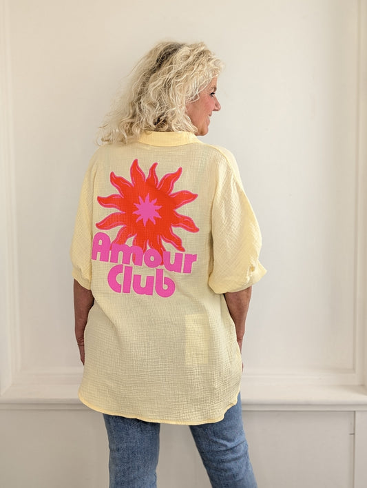Amour club oversized blouse - Geel