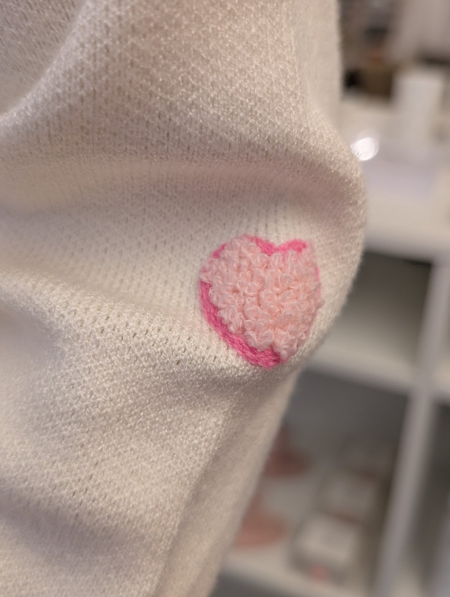 Kims hartjes teddy hartjes trui - Ecru / roze