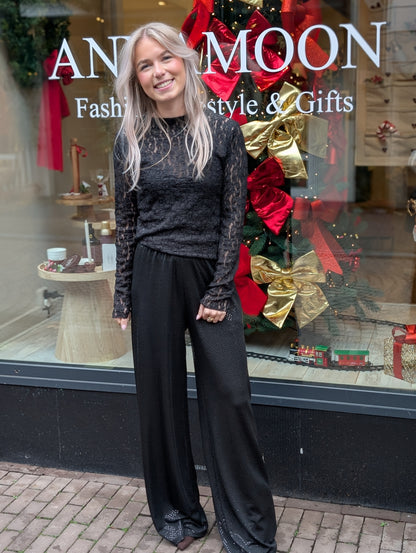 Vallery kanten top - Zwart