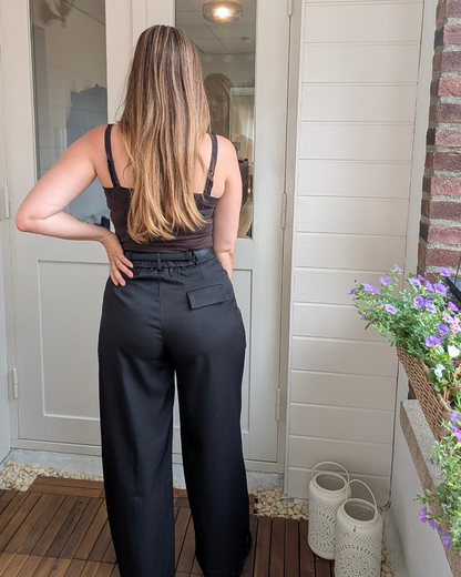 Pantalon Gwen met riem - Zwart