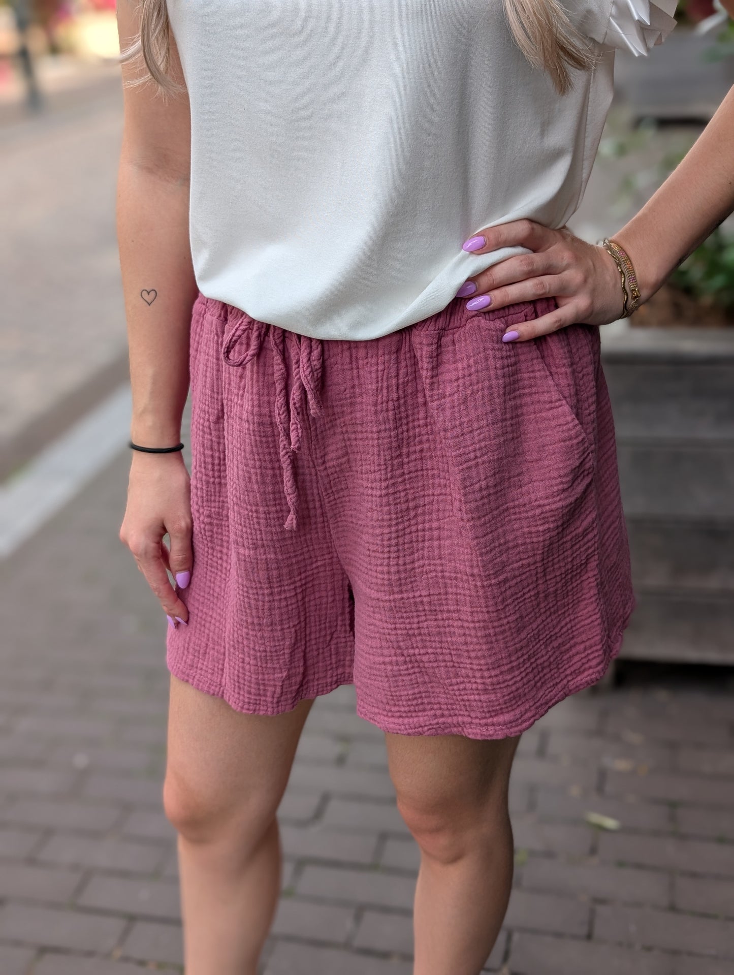 Katoenen short Joyce - Blush
