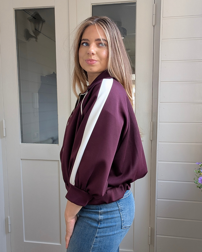 Jace Sporty Jersey Jacket - Burgundy