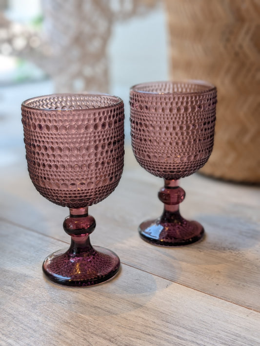 Glazen windlicht / wijn glas - Berry