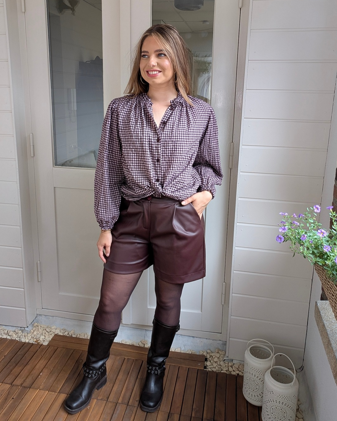 Faux leather short - Bordeaux