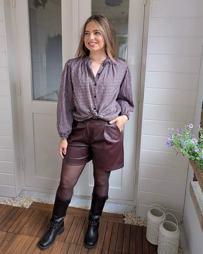 Faux leather short - Bordeaux