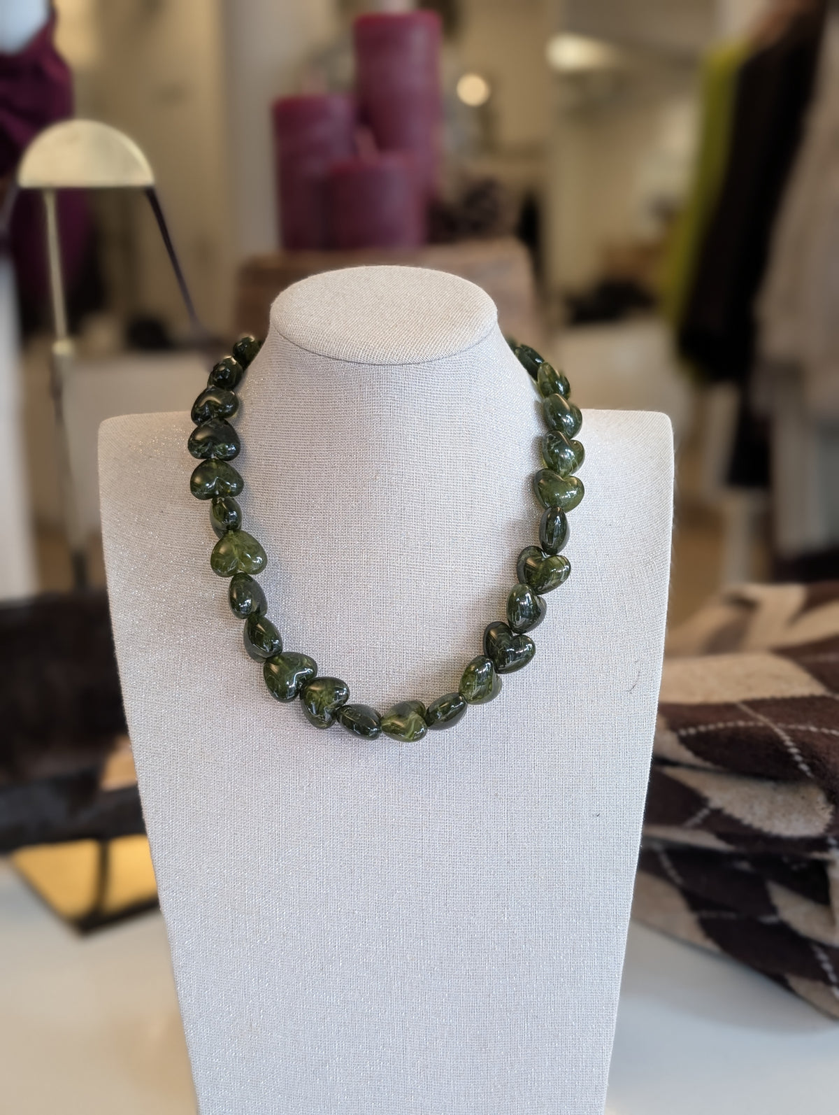 hartjes kralen ketting - Groen