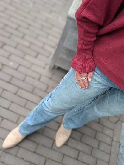 Viva vleermuis mouw trui - Bordeaux rood