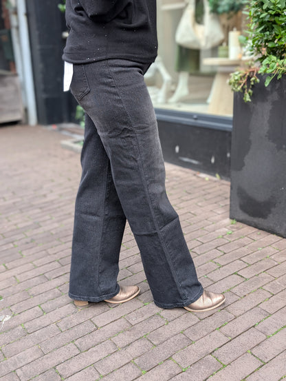 Hello miss glitter wide leg jeans - Zwart