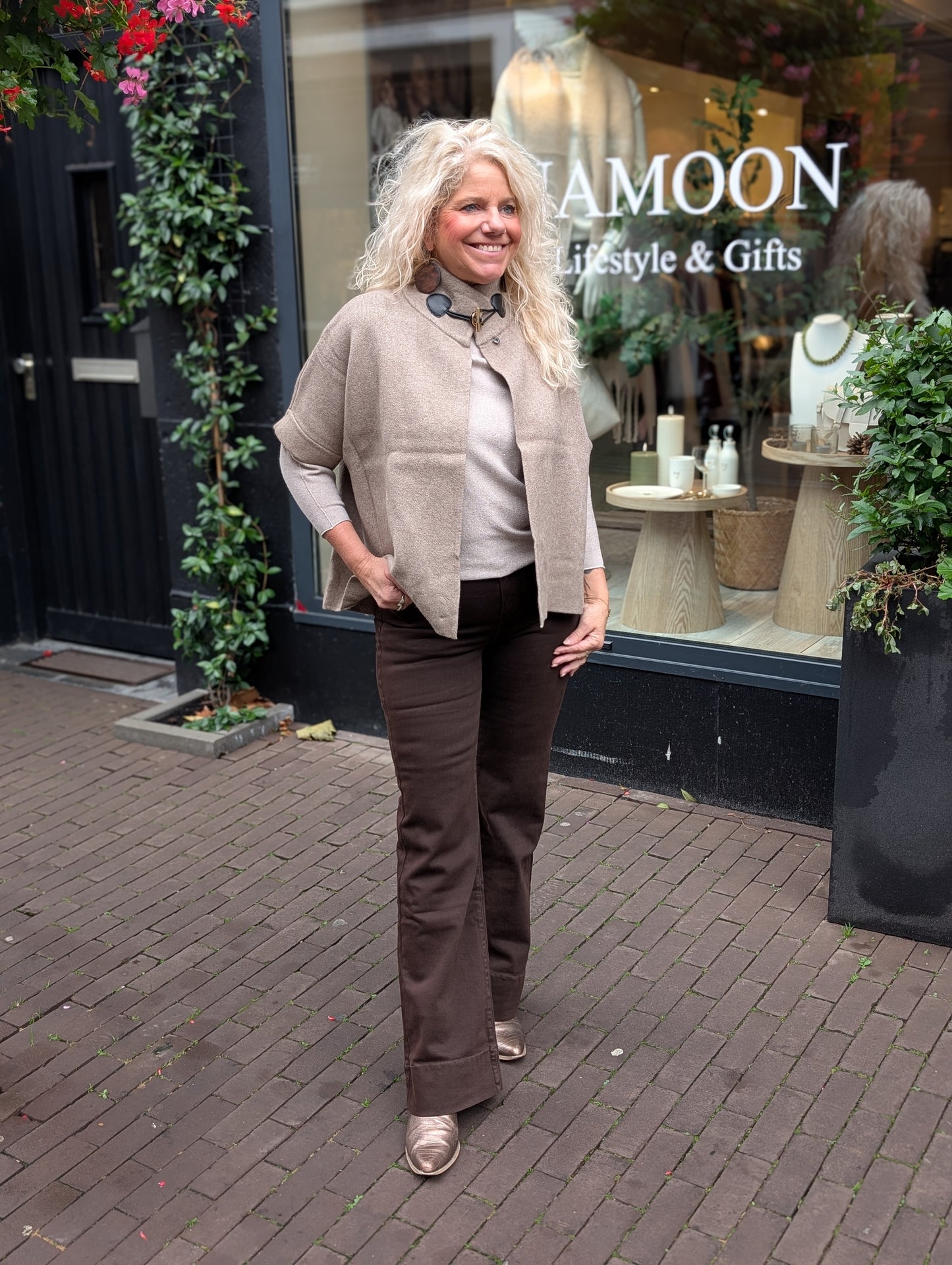 Flared denim Amelia - Donker bruin