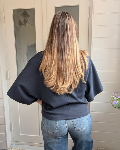 Luna Wide Sleeve Top - Navy
