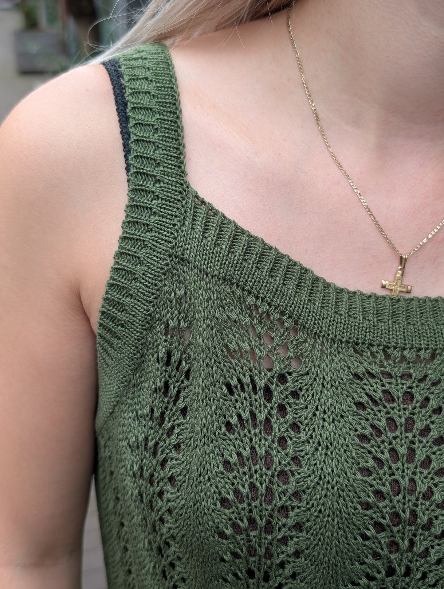 Ajour gebreide top Liz - Groen