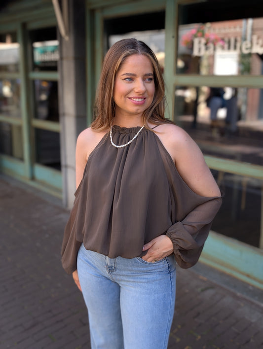 Open shoulder blouse Fay - Bruin