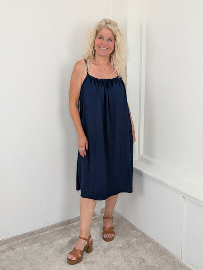 Amalfi crincle dress - Donkerblauw