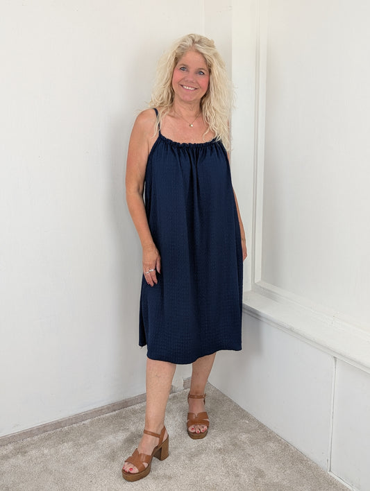 Amalfi crincle dress - Donkerblauw