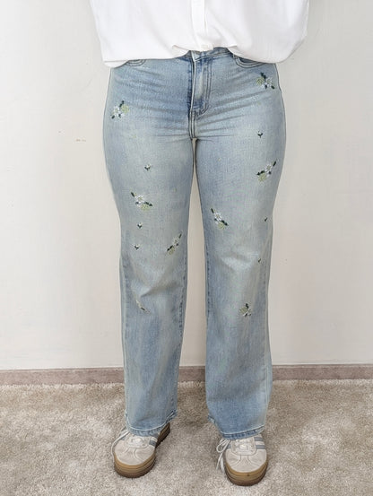 Ella Miss Bon wide leg flower jeans - Flower