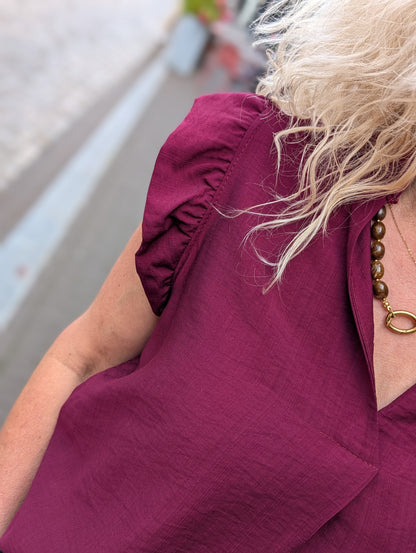 Ruffle top Deem - Bordeaux