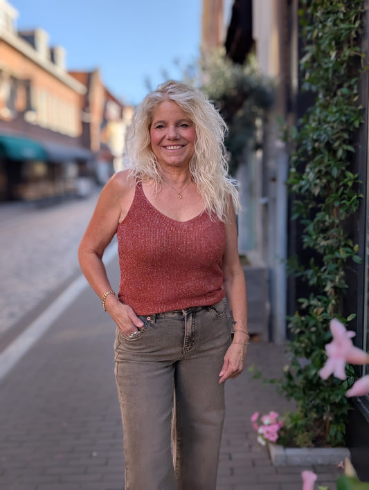 Sparkle Knit Top - Brique