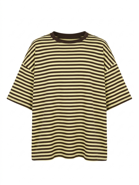 Gestreept shirt Isa - Bruin/Geel