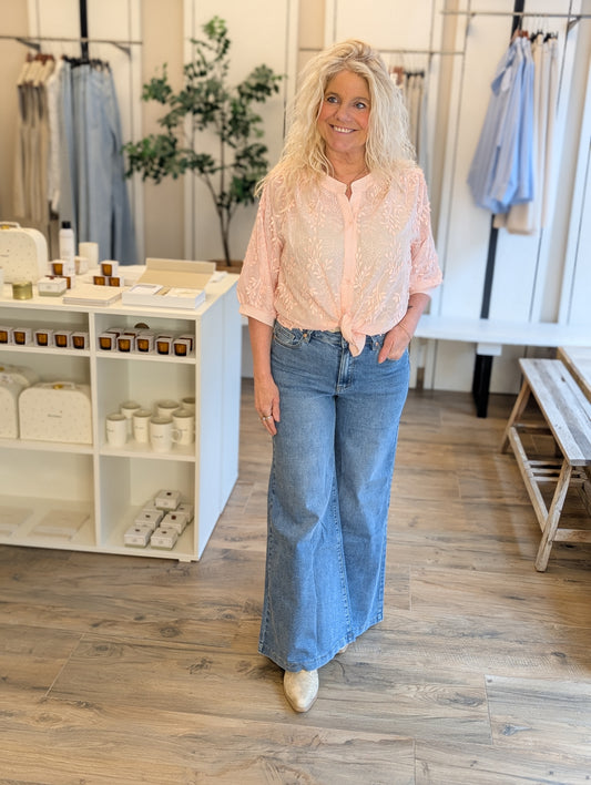 Jewelly super flare jeans - Mid Blue