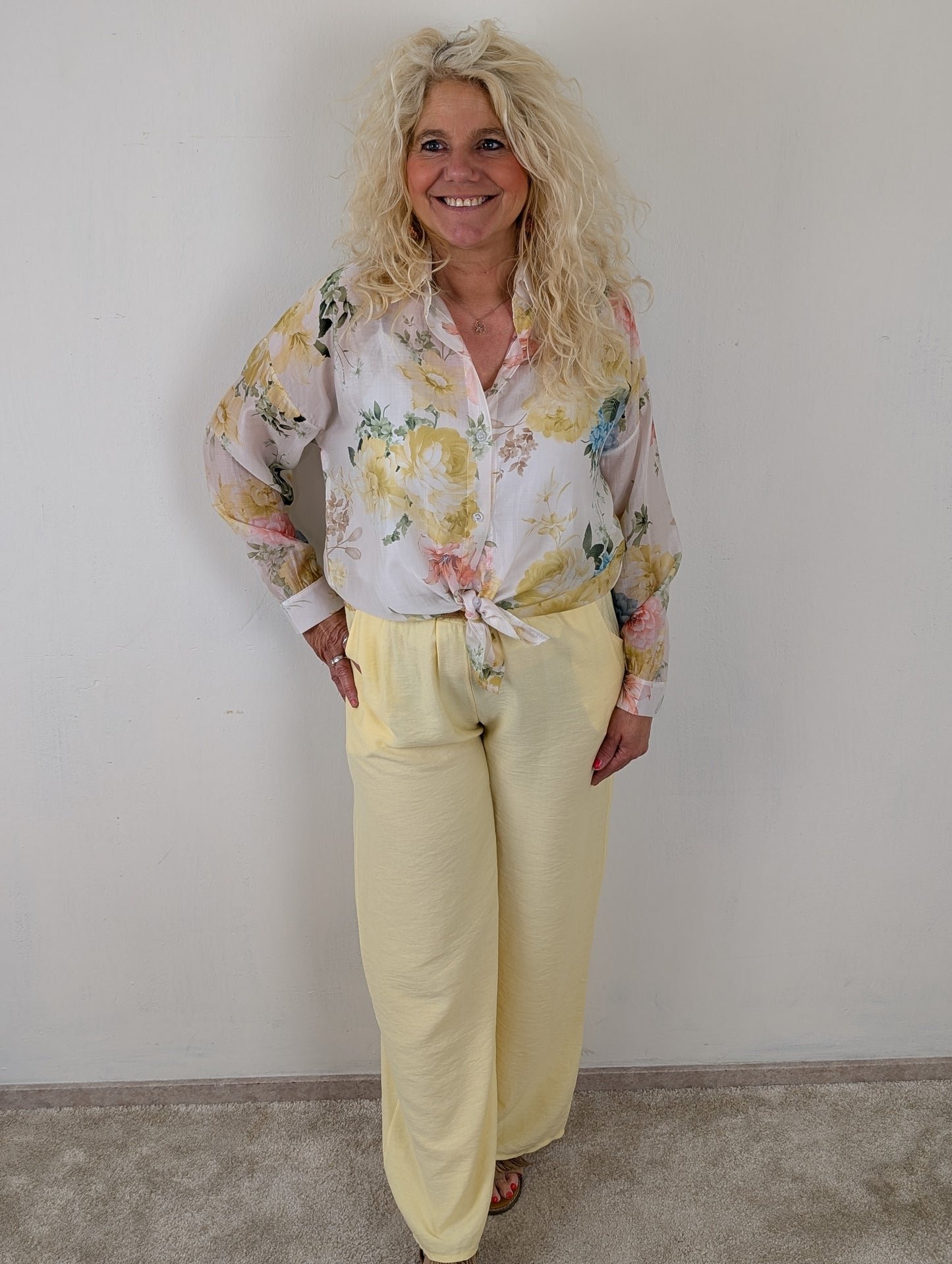 Sandra pantalon met riem - Geel