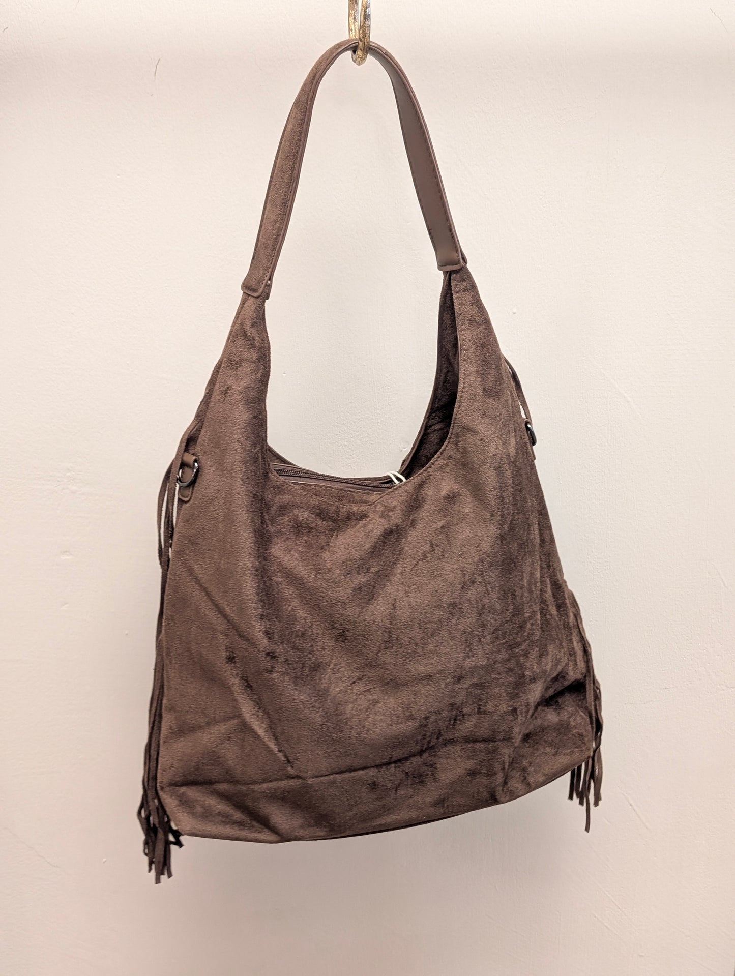 Faux Suède Fringe Bag - Bruin