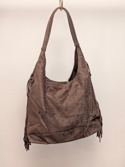 Faux Suède Fringe Bag - Bruin