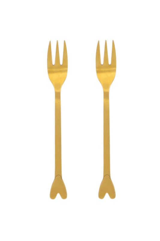 Zusss set van 2 vorkjes hartje goud