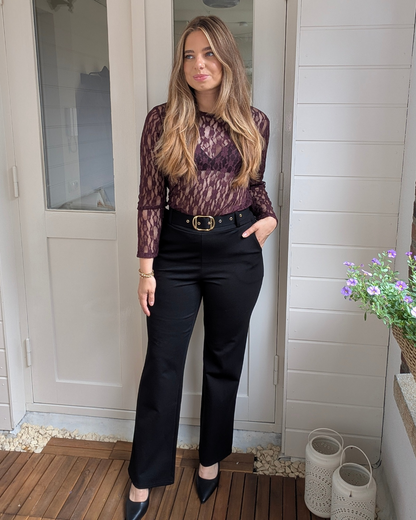 Wide leg pantalon Isabel - Zwart