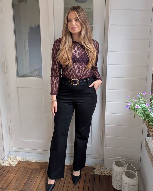 Wide leg pantalon Isabel - Zwart